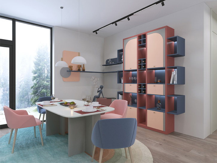 北欧气概餐厅酒柜设计效果图