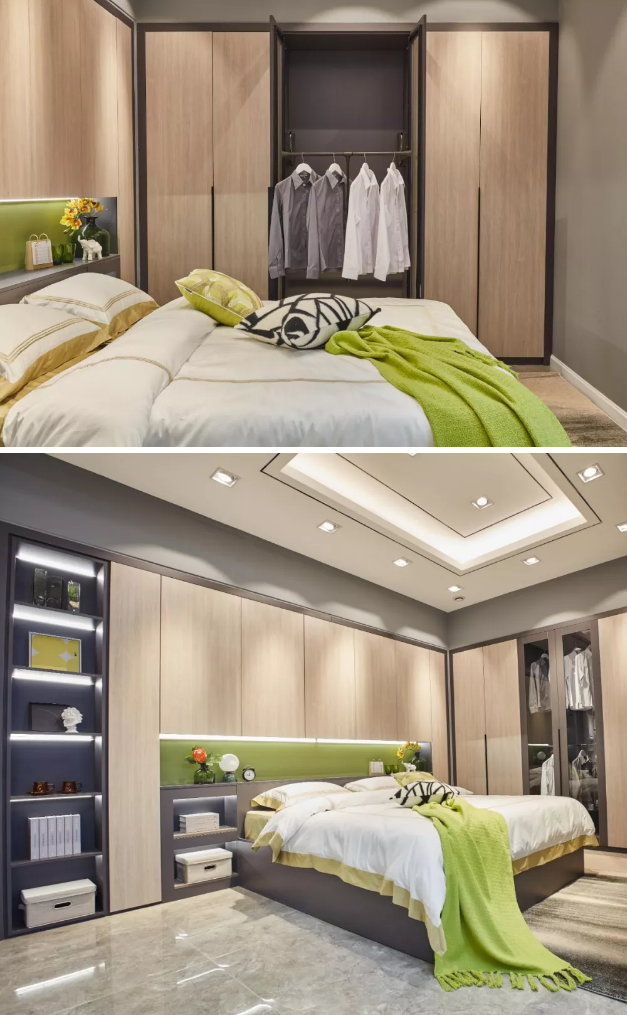 W66最给力的老牌娱乐免漆生态板清风胡桃定制衣柜实拍